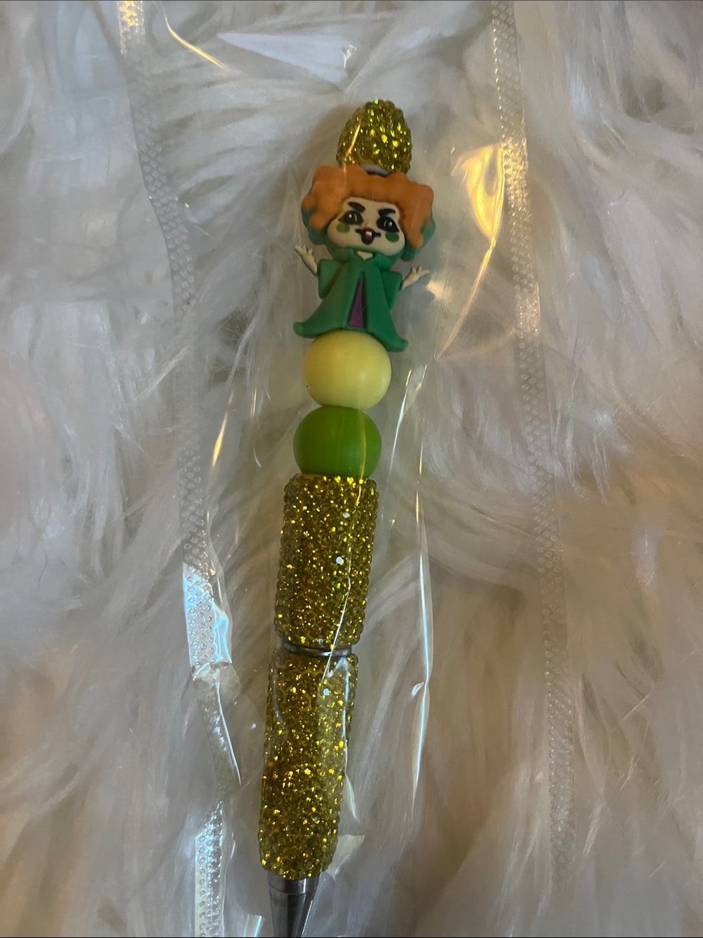 Sparkle Character Ballpoint Pen for Kids in Yellow and Green